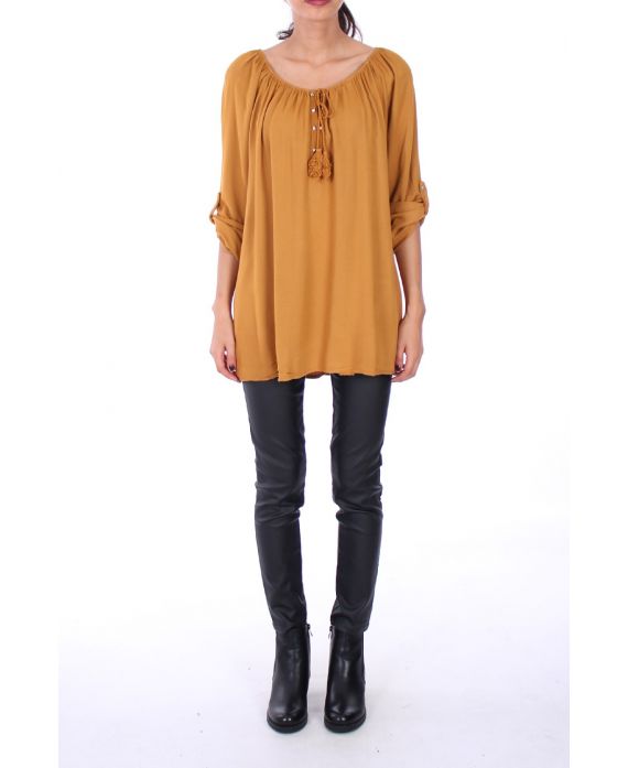 TUNIC NECKLINE HAS RIVETS 0268 MUSTARD