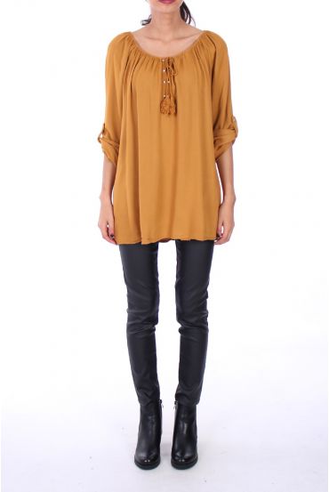 TUNIC NECKLINE HAS RIVETS 0268 MUSTARD