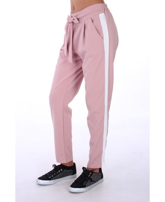 PANTALON A BANDE 0265 ROSE