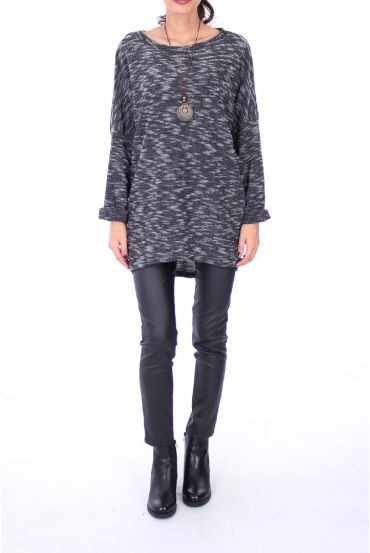 SWETER OVERSIZE + NASZYJNIK CZARNY 0271