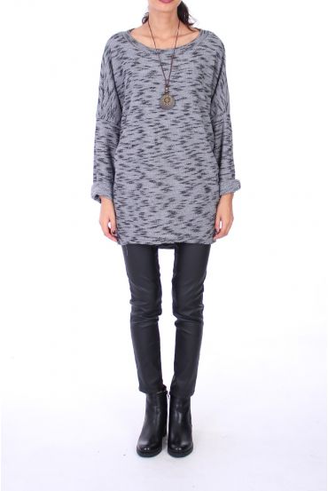 MAGLIONE OVERSIZE + COLLANA 0271 GRIGIO