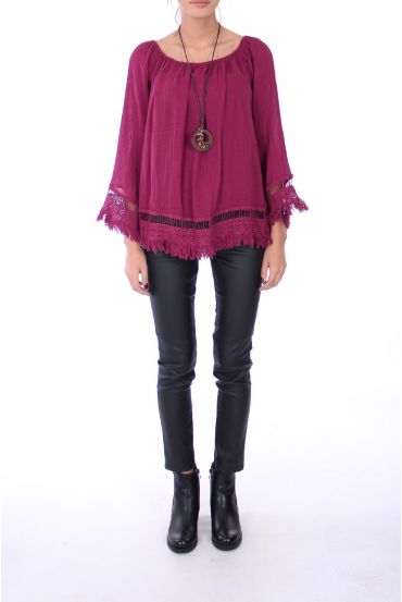 TUNIC BOHEME + NECKLACE 0277 BORDEAUX