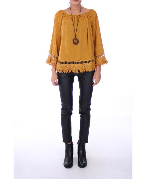 TUNIC BOHEME + NECKLACE 0277 MUSTARD