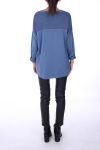 PULL MIX MATIERES + COLLIER 0281 BLEU