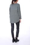 SWETER MIX MATERIAŁU + NASZYJNIK 0281 KHAKI