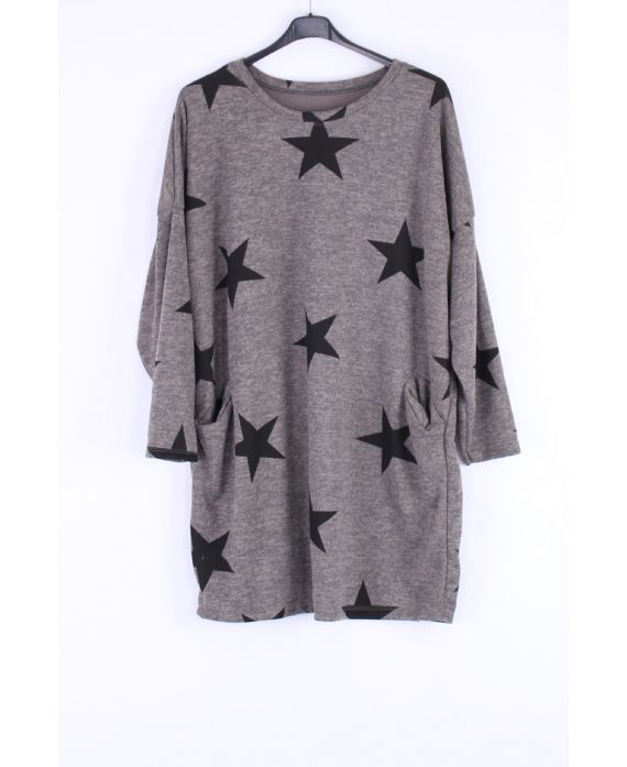 LARGE SIZE SWEATER TUNIC STARS 0306 MOLE