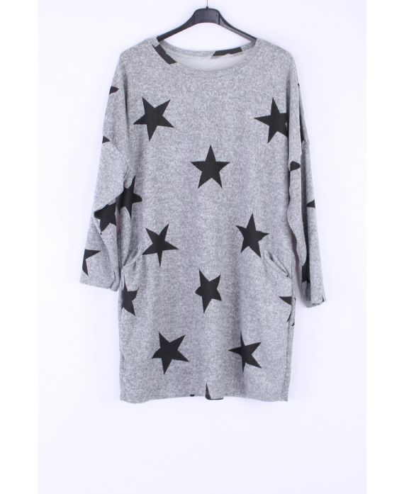 LARGE SIZE SWEATER TUNIC STARS 0306 GREY