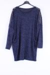 LARGE SIZE SWEATER TUNIC RIVETS 0307 NAVY