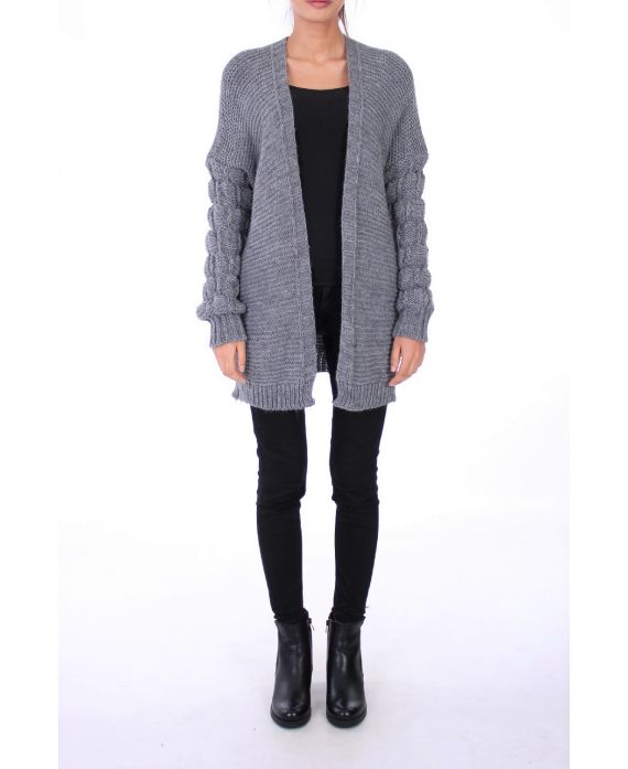 GILET MOHAIR MANCHES FANTAISIE 0297 GRIS