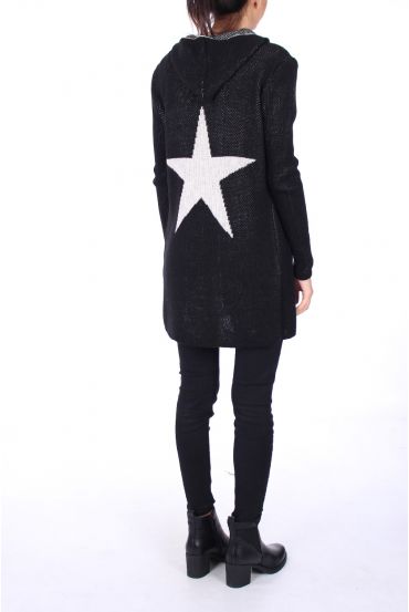 VEST LONG BACK STAR 0298 BLACK