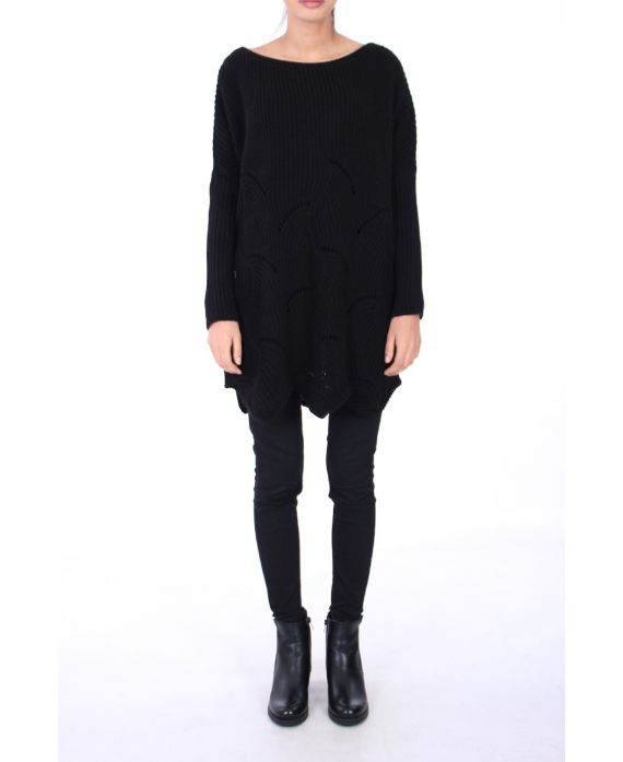 JERSEY OVERSIZE DE LANA MOHAIR AJOURE 0301 NEGRO