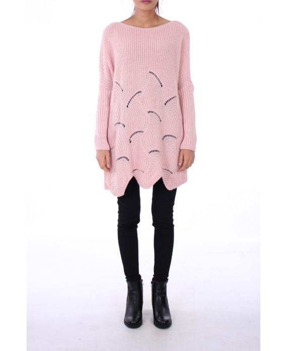 JERSEY OVERSIZE DE LANA MOHAIR AJOURE 0301 ROSA