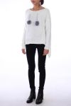 JUMPER AVEVA POM-POM 0303 BIANCO