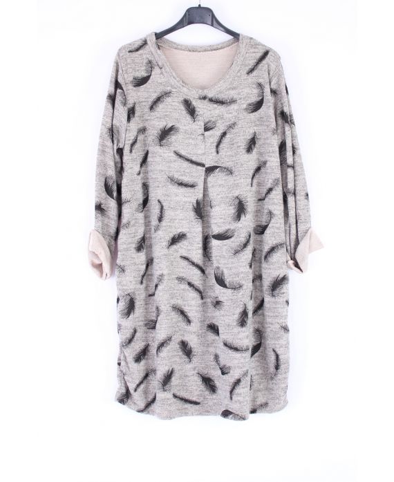 LARGE SIZE SWEATER TUNIC FEATHER 0318