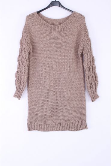 ROBE MOHAIR MANCHES FANTAISIE 0329 TAUPE