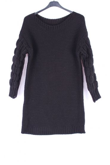 ROBE MOHAIR MANCHES FANTAISIE 0329 NOIR