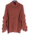 PULLOVER COL ROULE MESH-0327 CAMEL