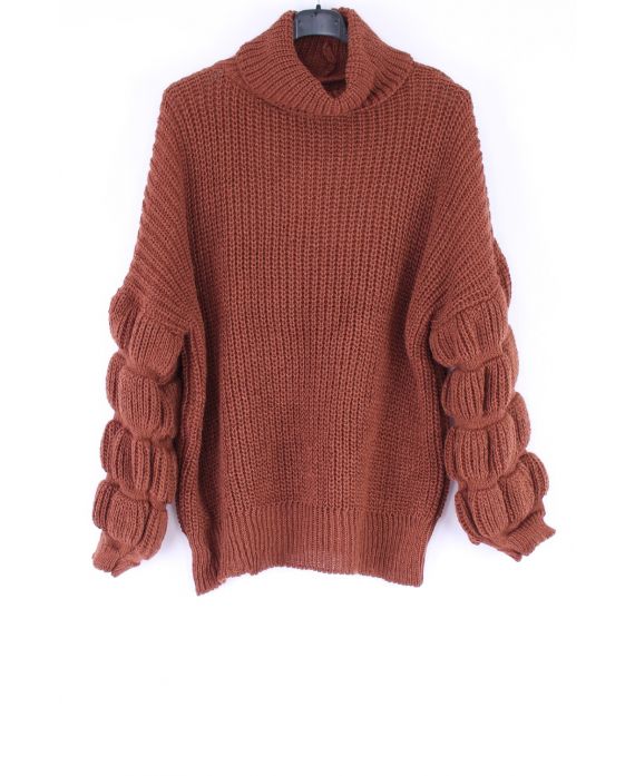 PULLOVER COL ROULE MESH-0327 CAMEL