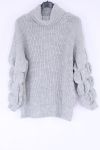 PULL COL ROULE MESH 0327 GRAY