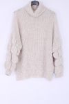 PULL COL ROULE MAILLE 0327 BEIGE