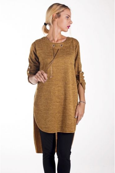 PULL TUNIQUE BIJOU 0338 MOUTARDE