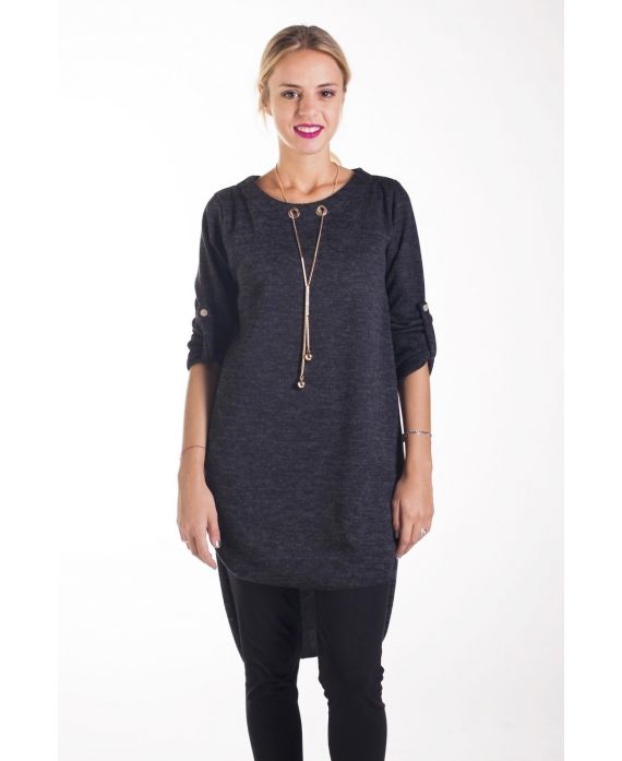 PULL TUNIQUE BIJOU 0338 NOIR