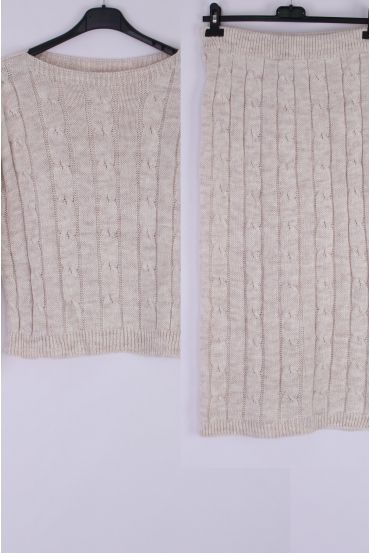 SET PULLOVER + ROCK-MASCHE 0335 BEIGE