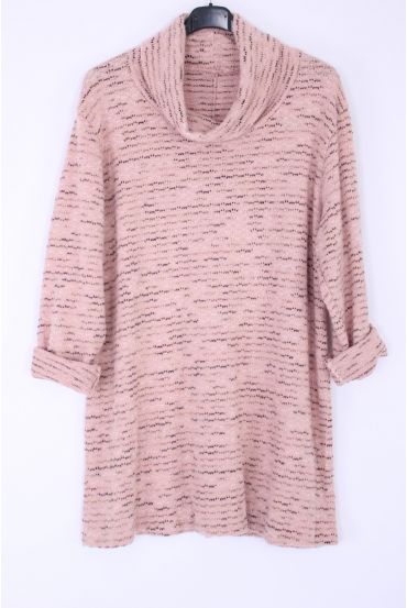 GROßE PULLOVER COL ROULE 0347 ROSE