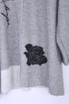 GROßE PULLOVER BLUMEN STRASS 0349 GRAU