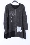 GROßE PULLOVER BLUMEN STRASS 0349 SCHWARZ