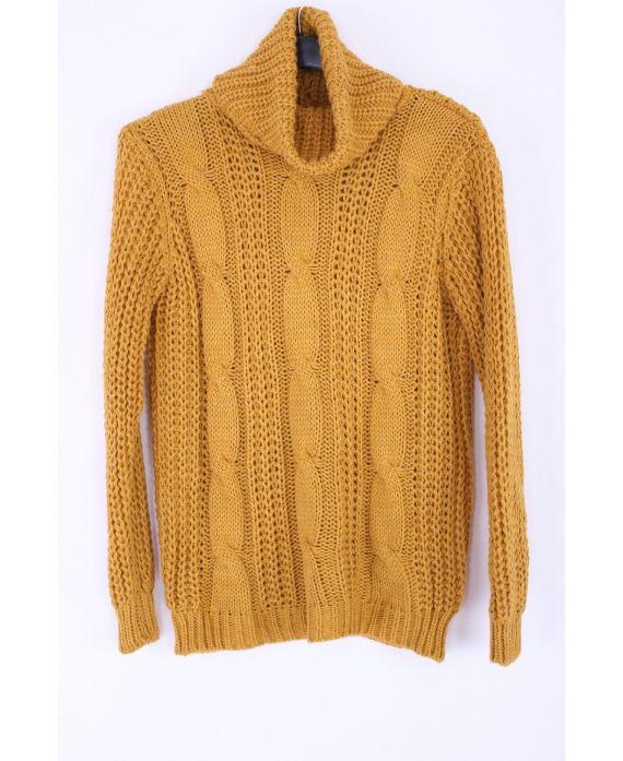 PULL COL ROULE TWIST 0354 MUSTARD