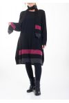 LARGE SIZE DRESS + SCARF 0368 BLACK