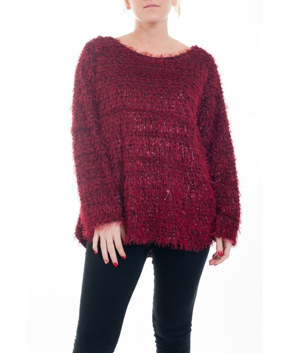 GRANDE TAILLE PULL EFFET BRILLANT 0357 ROUGE