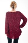 GRANDE TAILLE PULL EFFET BRILLANT 0357 ROUGE