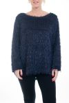 LARGE SIZE SWEATER GLOSSY EFFECT 0357 NAVY