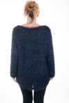 GRANDE TAILLE PULL EFFET BRILLANT 0357 MARINE