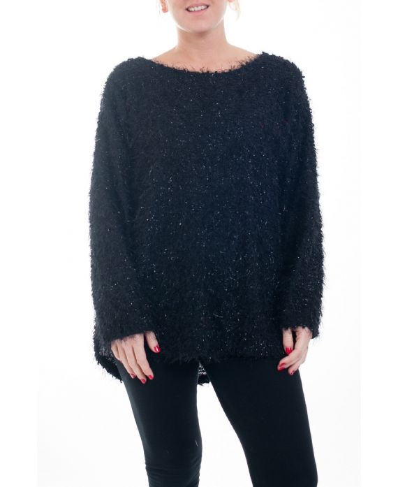 GRANDE TAILLE PULL EFFET BRILLANT 0357 NOIR