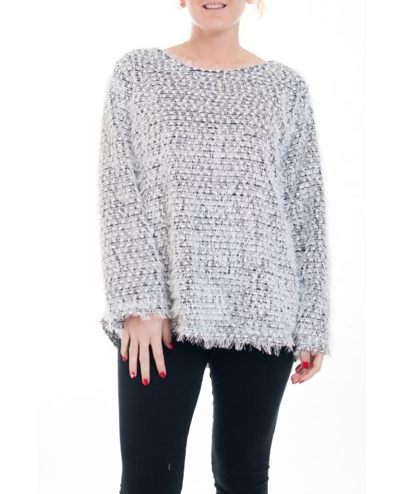 GRANDE TAILLE PULL EFFET BRILLANT 0357 BLANC