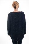 GRANDE TAILLE PULL EFFET BRILLANT 0357 NOIR