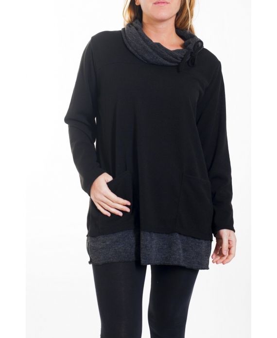 GRANDE TAILLE PULL 2 PIECES 0362 NOIR