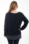 LARGE SIZE SWEATER STAR RHINESTONE 0366 BLACK