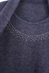 LARGE COLLAR SWEATER RHINESTONES 2 IN 1 0367 MARINE