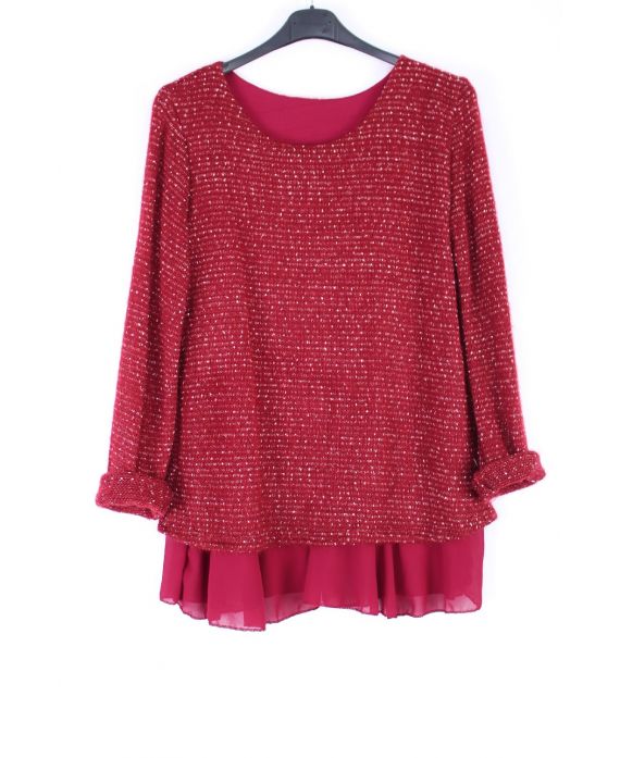 LARGE SIZE SWEATER OVERLAY 0361 BORDEAUX