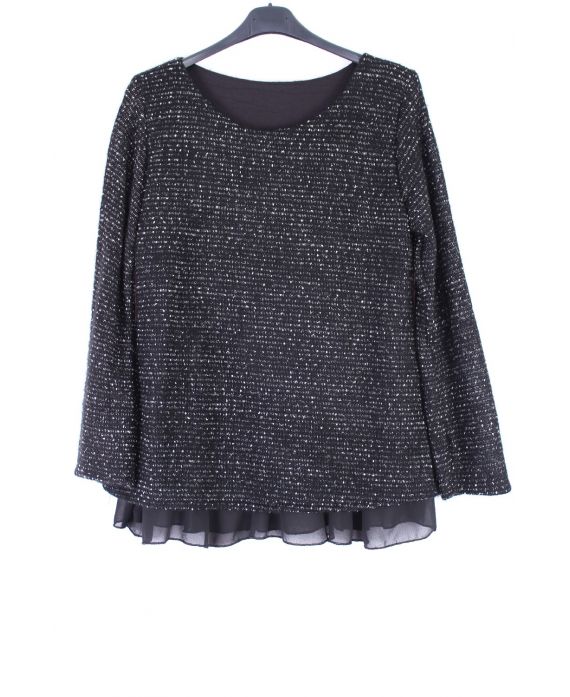 LARGE SIZE SWEATER OVERLAY 0361 BLACK