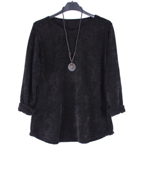 GRANDE TAILLE PULL AVEC COLLIER 0359 NOIR