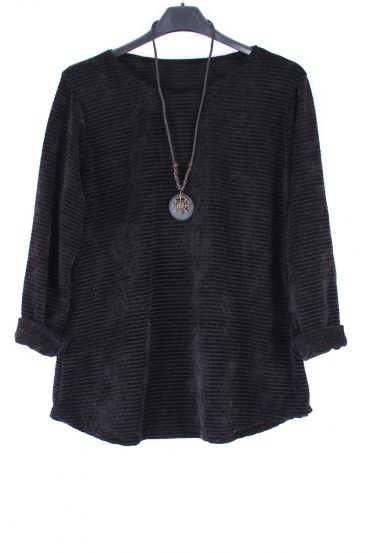 GRANDE TAILLE PULL AVEC COLLIER 0359 NOIR