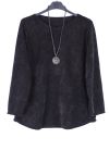 GRANDE TAILLE PULL AVEC COLLIER 0359 NOIR