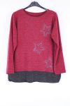 GROßE PULLOVER STERN STRASS 0366 BORDEAUX