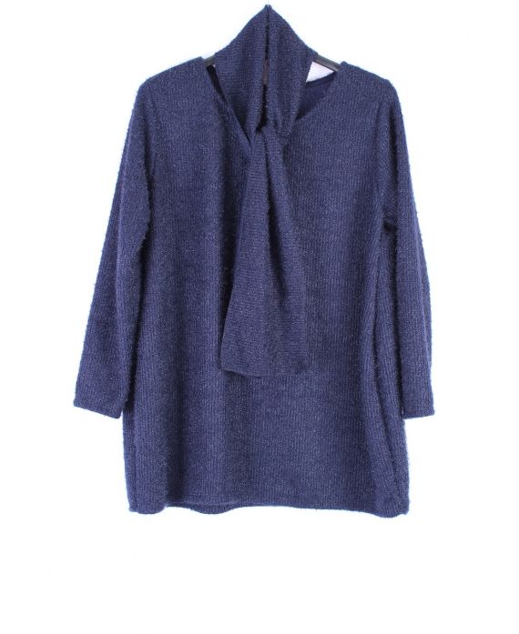 LARGE SIZE SWEATER + SCARF 0362 NAVY