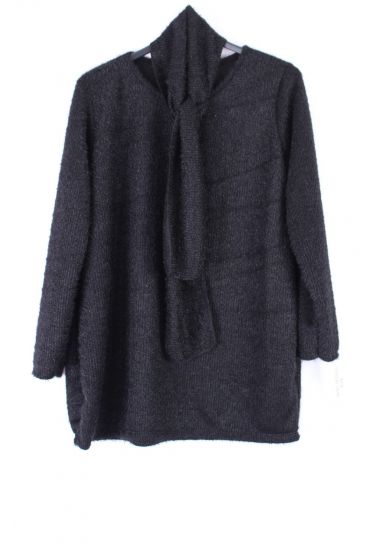 GRANDE TAILLE PULL + ECHARPE 0362 NOIR